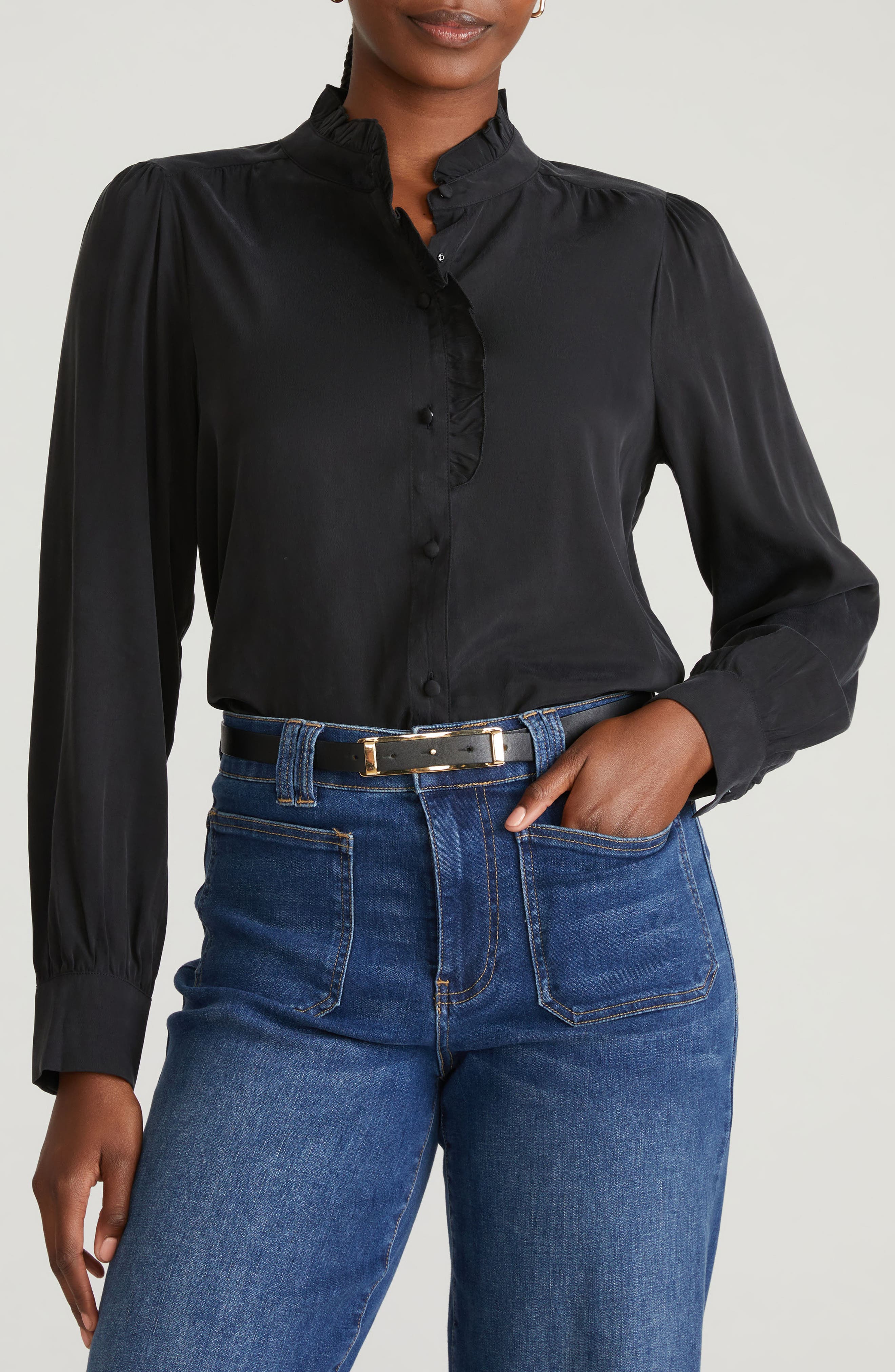 Endora Ruffle Trim Button-Up Shirt