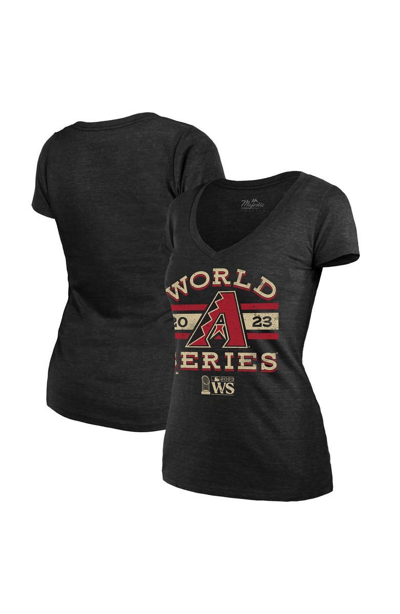 Majestic Threads Women's Majestic Threads  Black Arizona Diamondbacks 2023 World Series Contact Tri-Blend Fitted V-Neck T-Shirt, Main, color, 