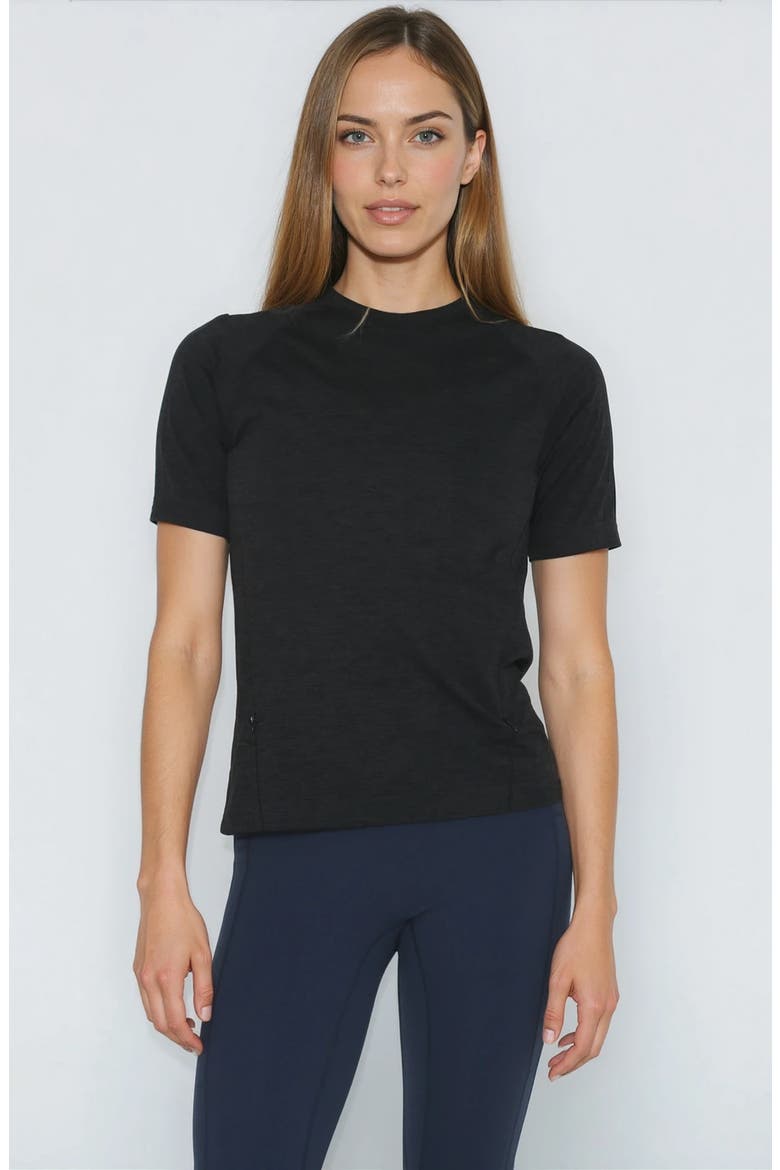 Aria Running Seamless Nursing Tee Short Sleeve, Main, color, Noir