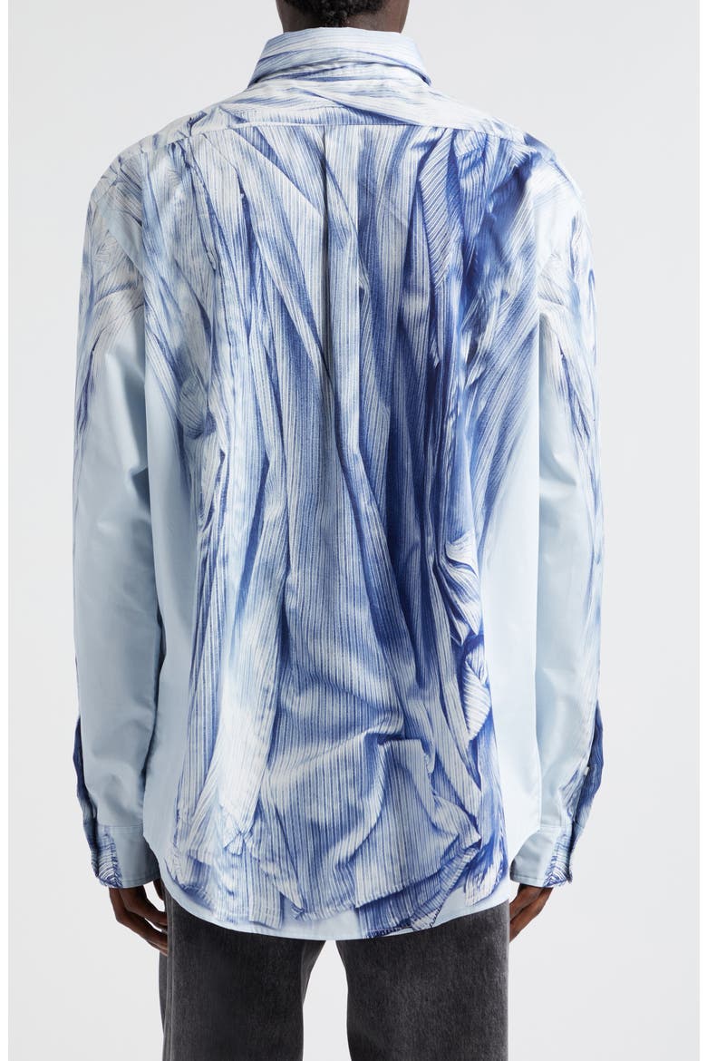 Compact Trompe l'Oeil Button-Up Shirt, Alternate, color, LIGHT BLUE