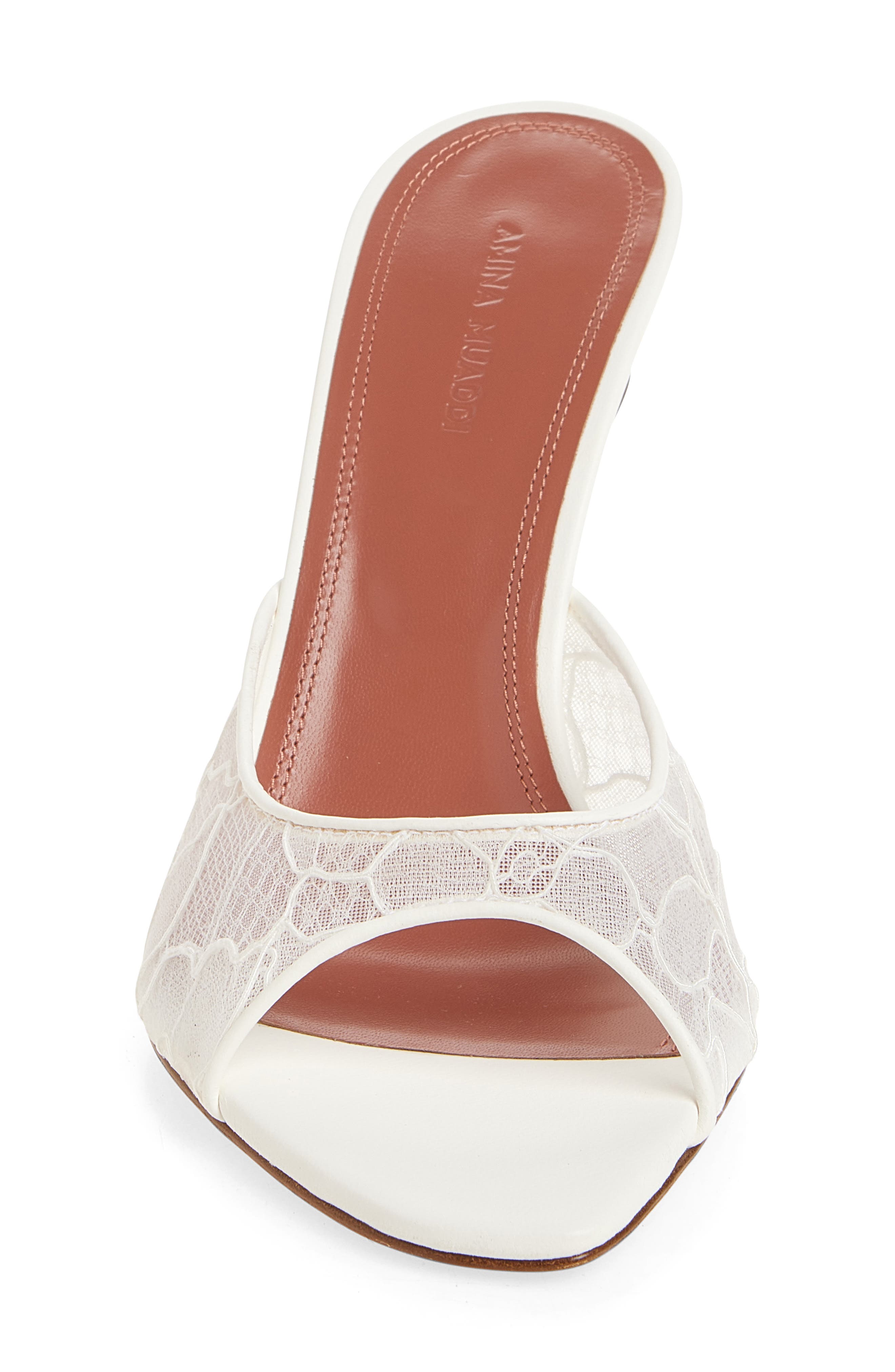 Amina Muaddi Alexa Lace Slide Sandal, Alternate, color, Ivory