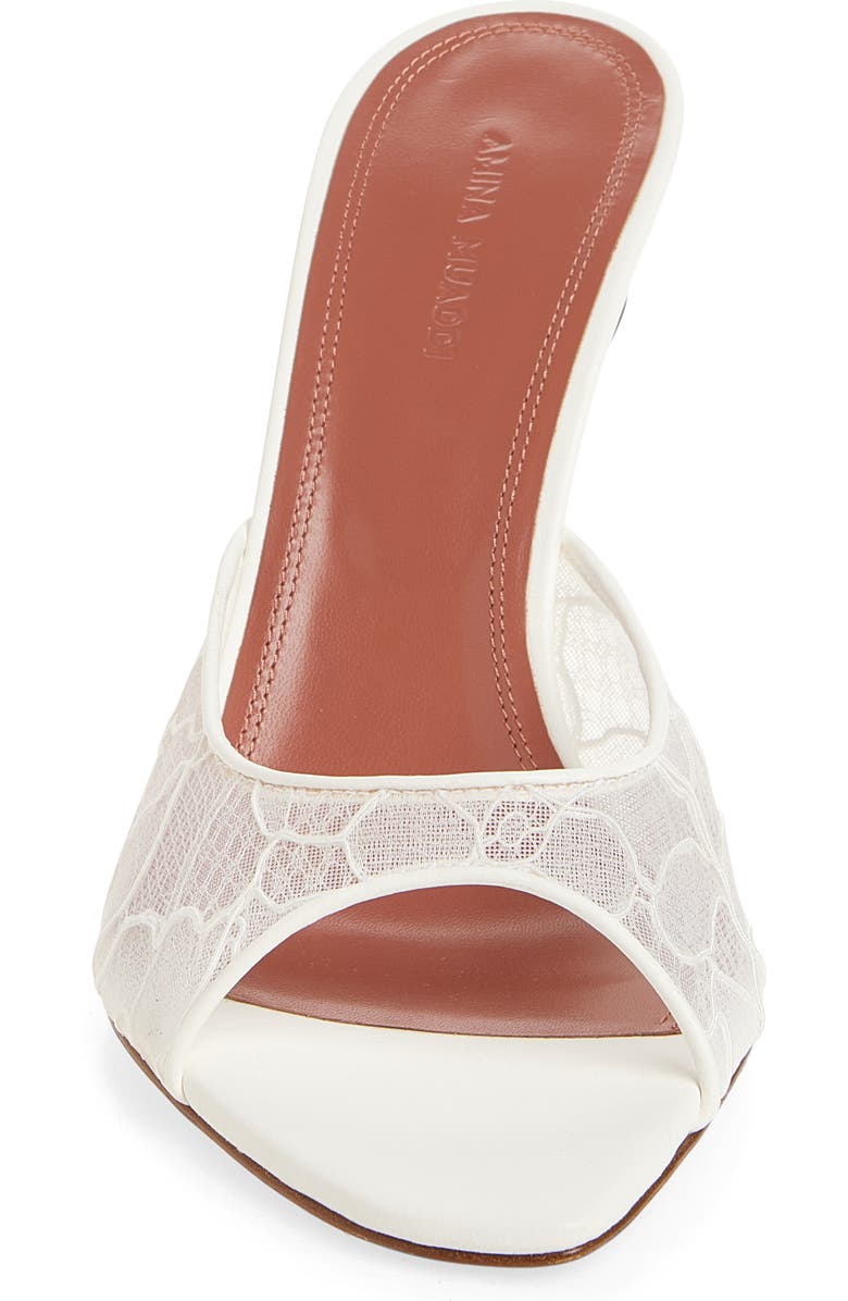 Amina Muaddi Alexa Lace Slide Sandal, Alternate, color, Ivory