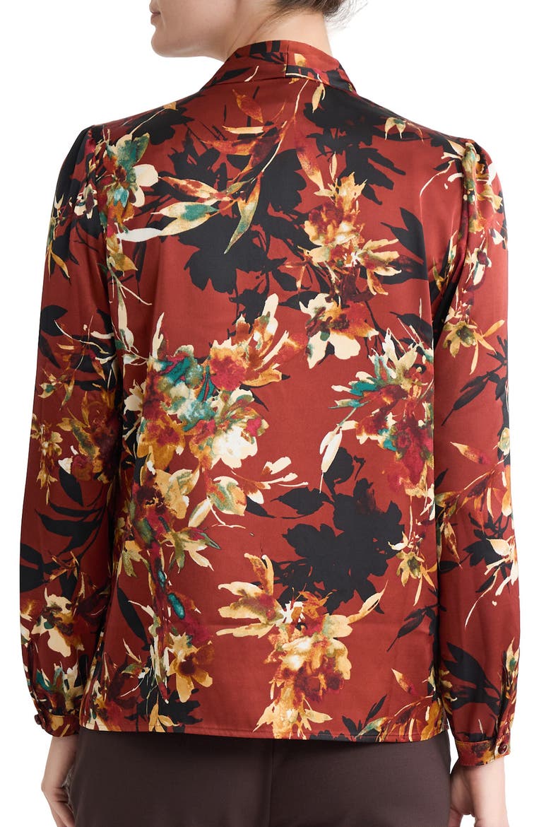 Floral Print Satin Top, Alternate, color, SEPIA SPICE MULTI
