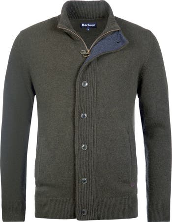 Barbour Elbow Patch Wool Cardigan | Nordstrom