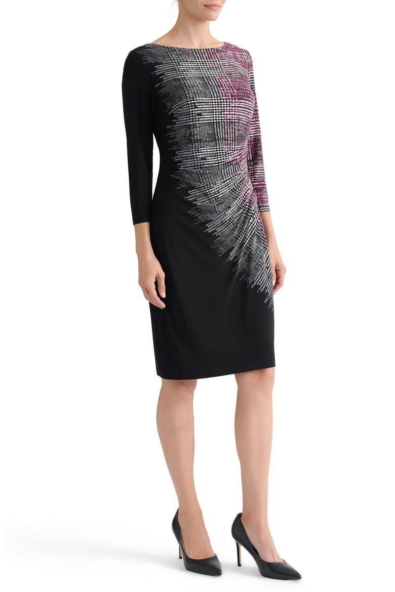 Houndstooth Print Sheath Dress, Alternate, color, CERISE MULTI