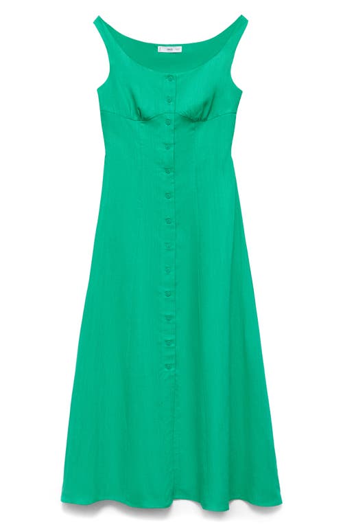 Mango Button-up Midi Dress In Green