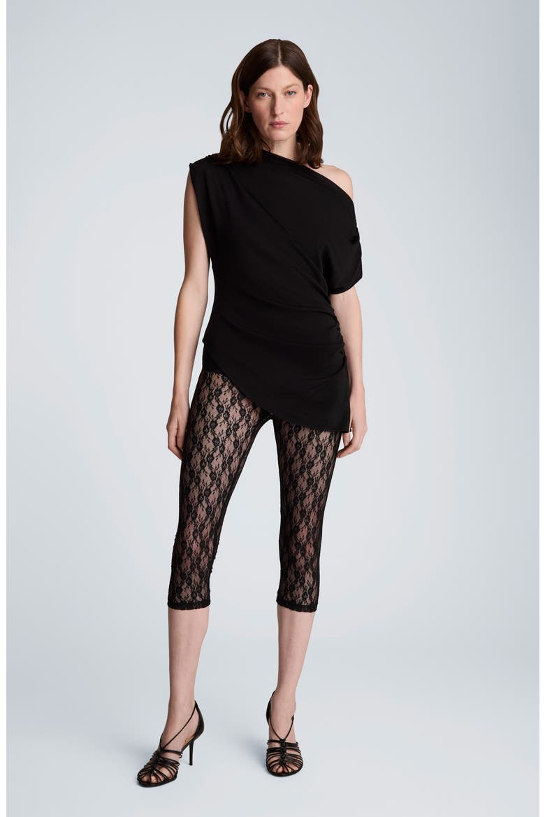Asymmetric Hem One-Shoulder Sweater, Alternate, color, BLACK