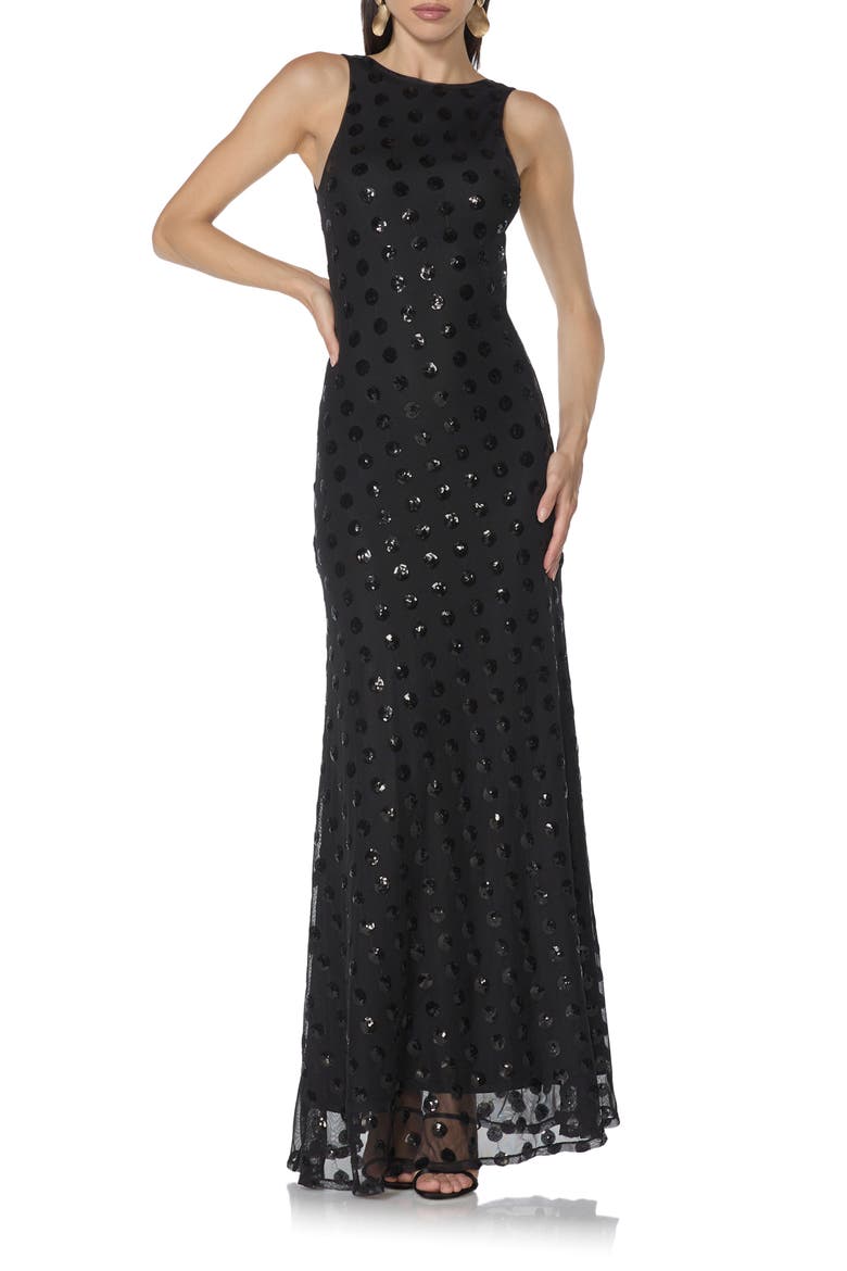 Berto Sequin Sleeveless Maxi Dress, Main, color, NOIR