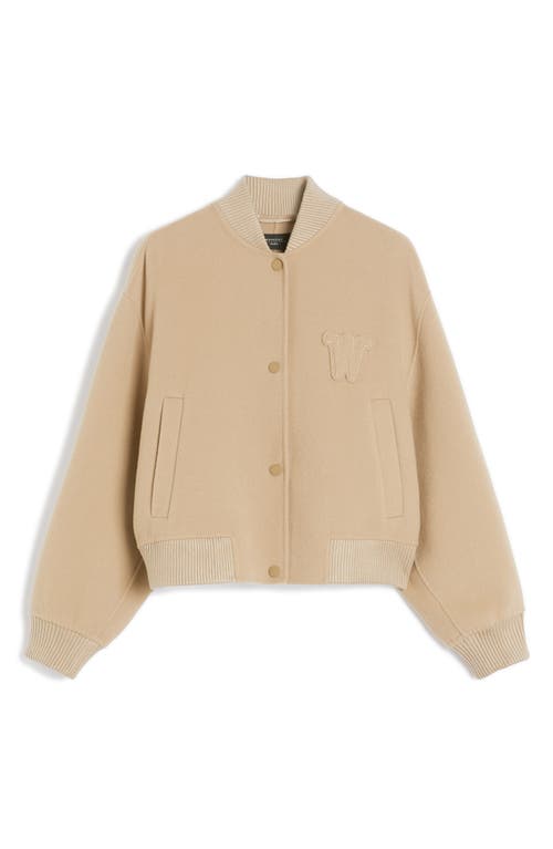 Weekend Max Mara Zelante Virgin Wool Blend Bomber Jacket In Brown