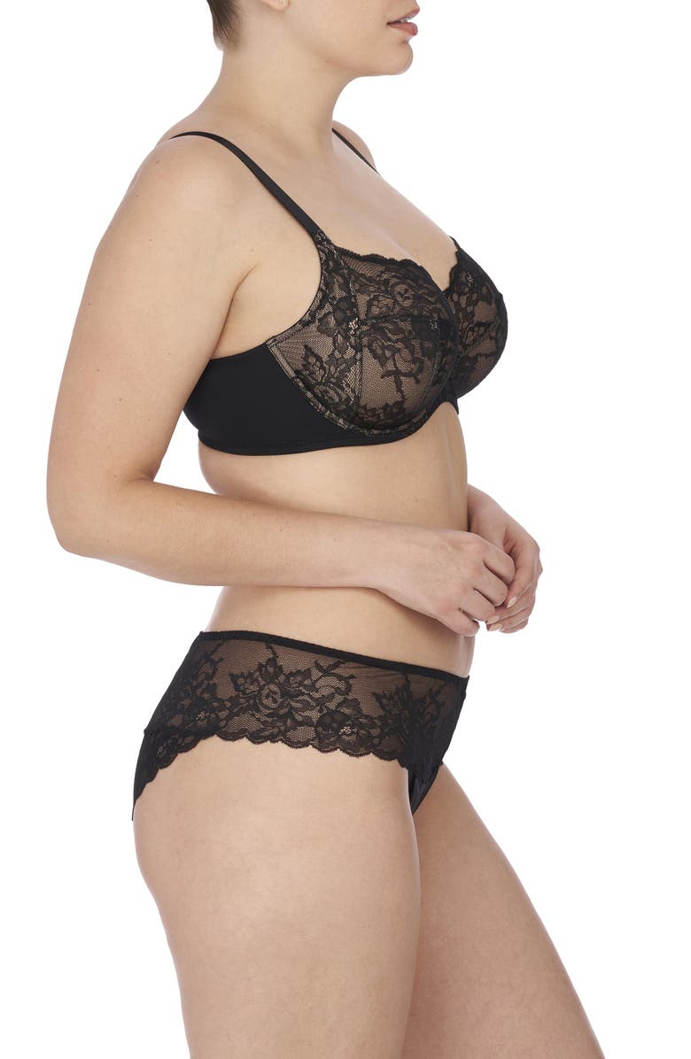 Natori Statement Lace Side Support Bra, Alternate, color, Black/Cafe