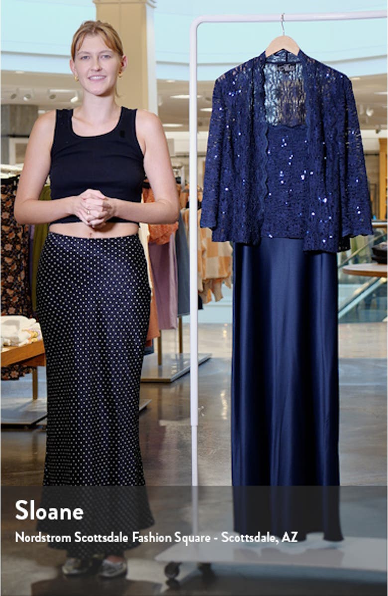 Sequin Lace & Satin Gown with Jacket, sales video thumbnail