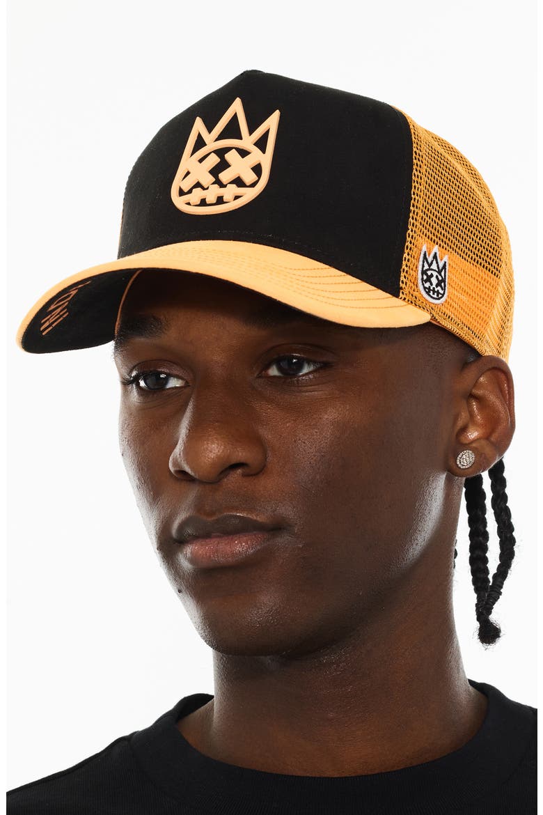 Logo Mesh Back Suede Trucker Hat, Alternate, color, BLACK