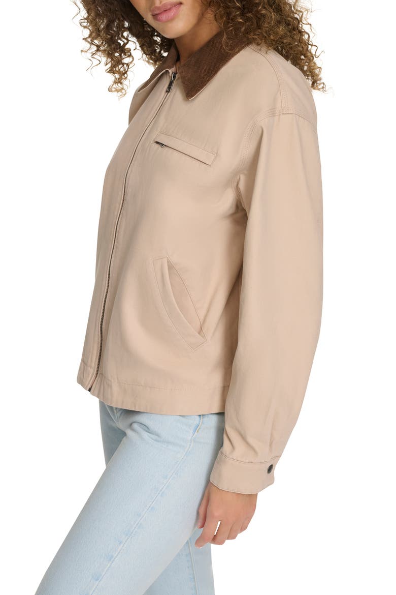 Cotton Twill Utility Jacket with Corduroy Collar, Alternate, color, LIGHT PINK