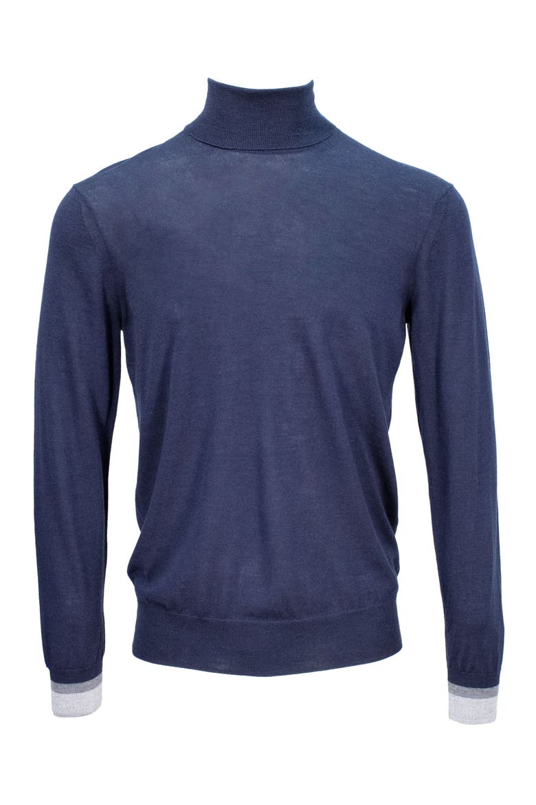 Ronald Merino Wool Turtleneck Sweater, Main, color, Navy