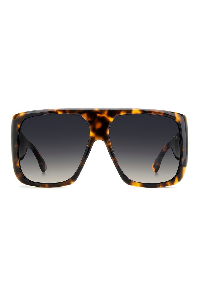 60mm Flat Top Sunglasses, Main, color, BROWN HAVANA/ DK BLUE SF