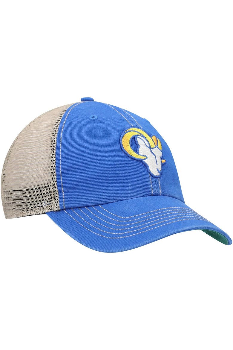 Men's '47 Royal/Natural Los Angeles Rams Head Trawler Trucker Clean Up Snapback Hat, Alternate, color, Royal