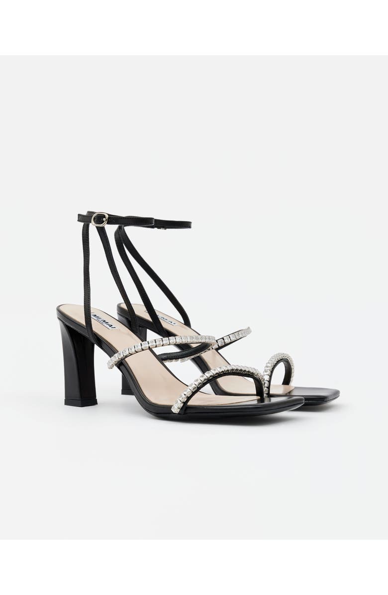MI/MAI Nidal Rhinestone Detail Heeled Sandals, Alternate, color, Black