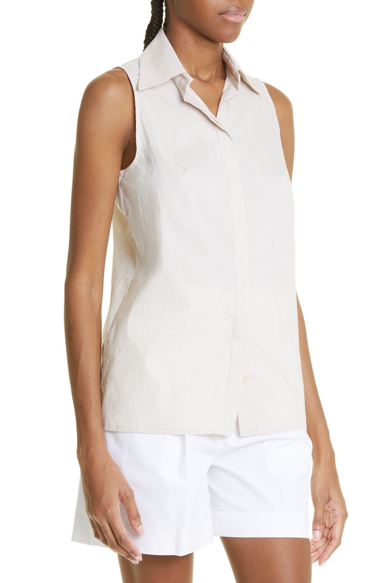 Eleventy Sleeveless Button-Up Shirt, Alternate, color, Sand