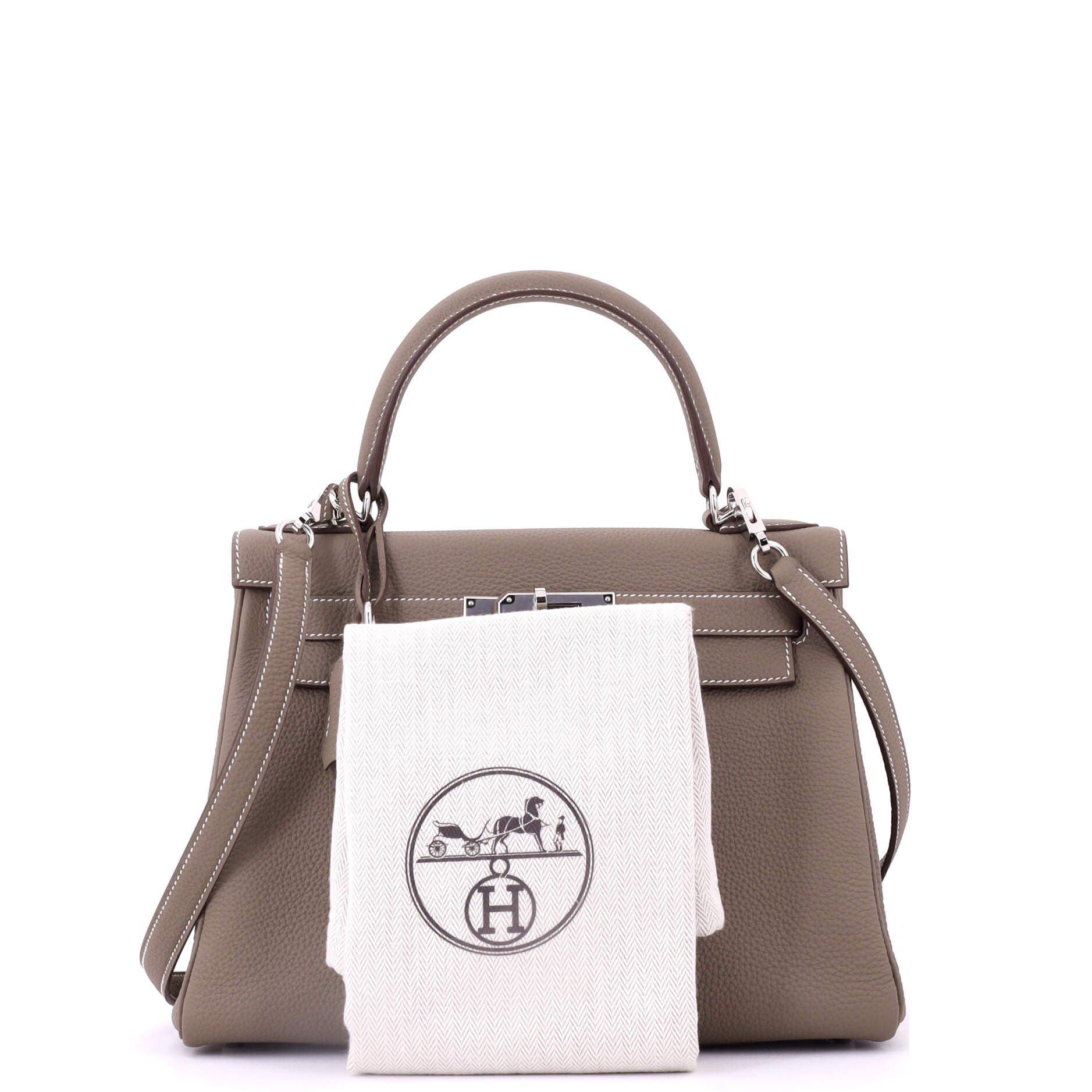 Pre-Owned Hermes Kelly Handbag Grey Togo with Palladium Hardware 28, Alternate, color, 