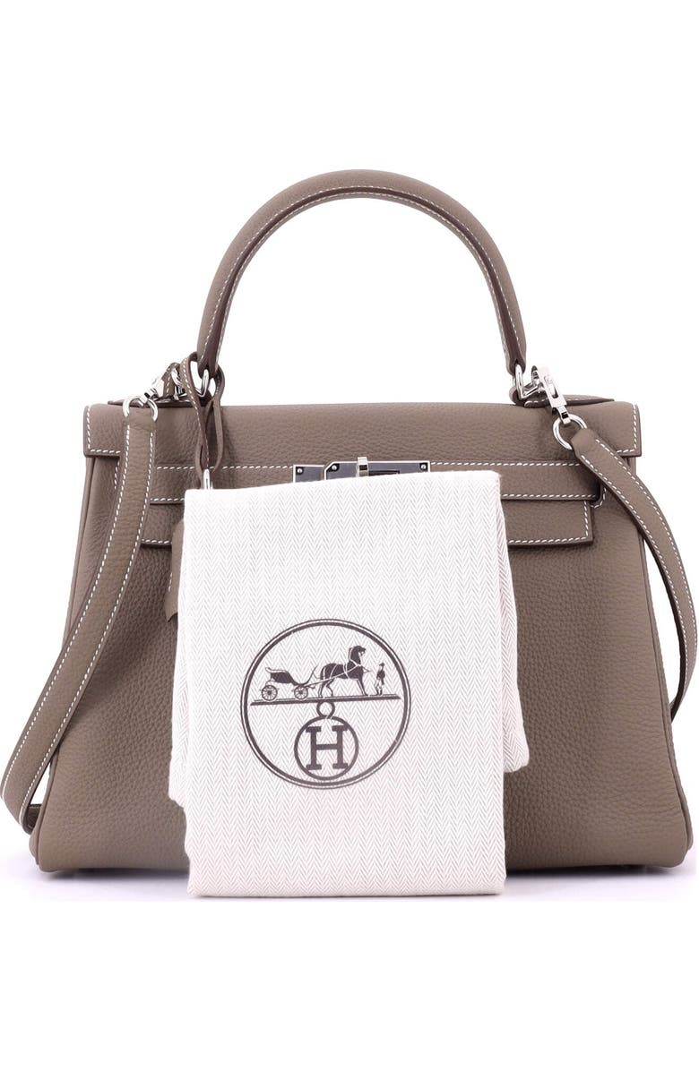 Pre-Owned Hermes Kelly Handbag Grey Togo with Palladium Hardware 28, Alternate, color,