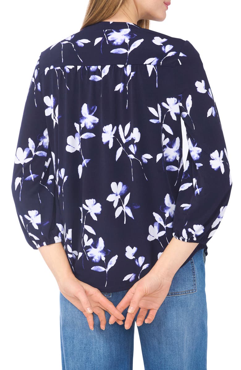 Vince Camuto Balloon Sleeve Knit Top, Alternate, color, Navy/ White