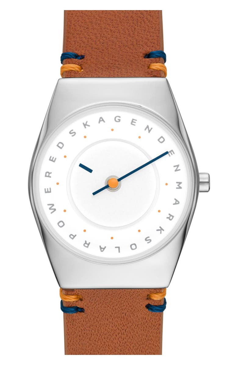 Skagen Grenen Lille Solar Powered Leather Strap Watch, 26mm, Alternate, color, 