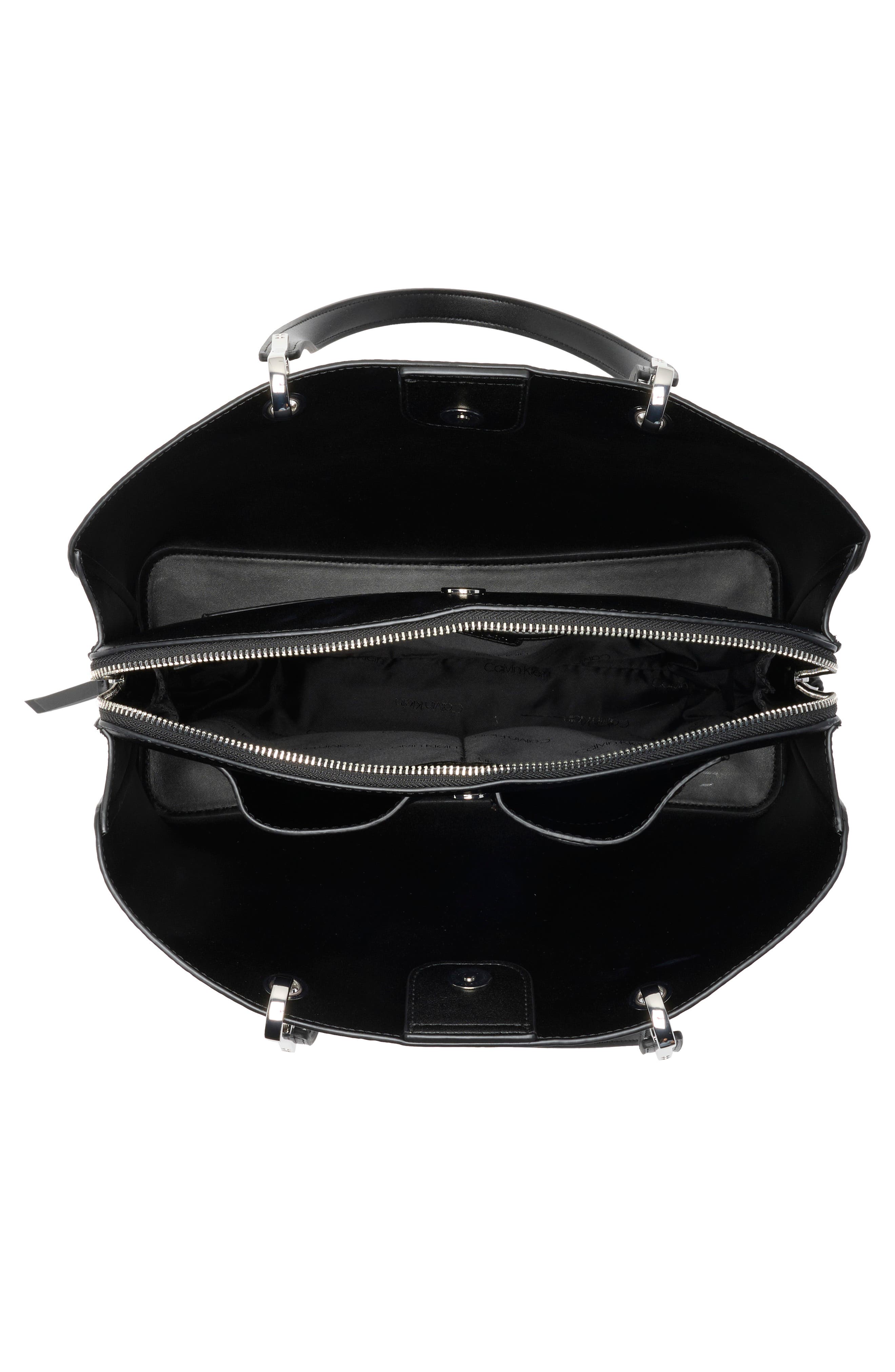 Garnet Top Handle Tote, Alternate, color, BLACK/ SILVER