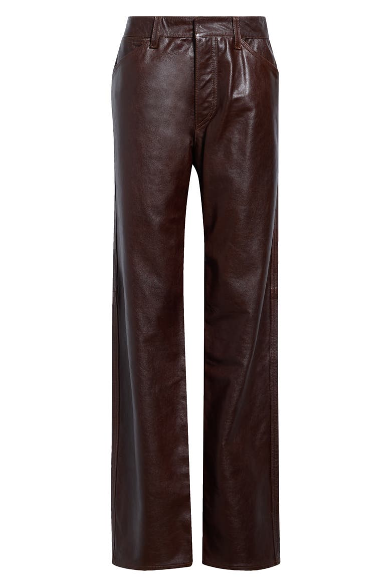 Straight Leg Leather Pants, Alternate, color, BRICK