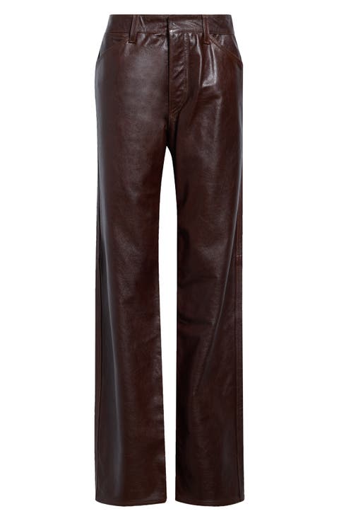 Straight Leg Leather Pants