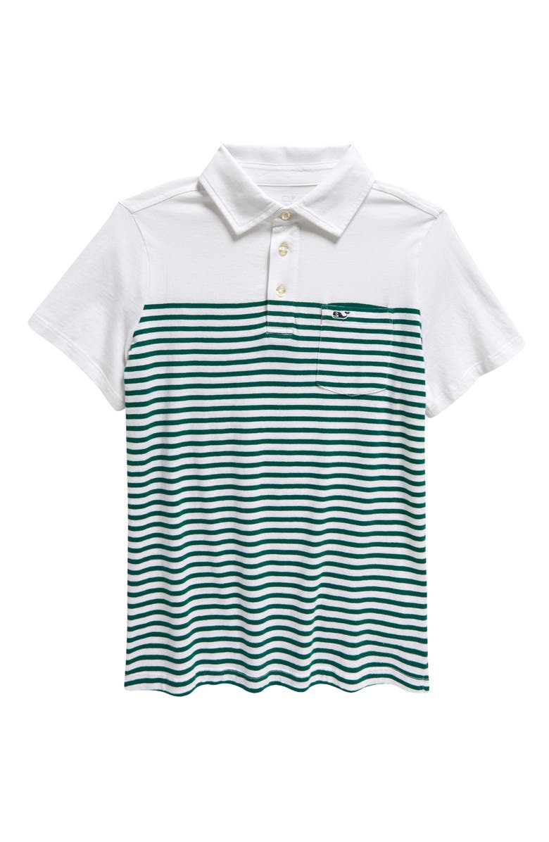 vineyard vines Kids' Island Stripe Pocket Polo, Main, color, Turf Green