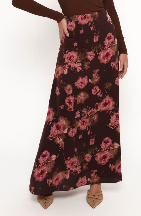 Vivie Floral Print Maxi Skirt