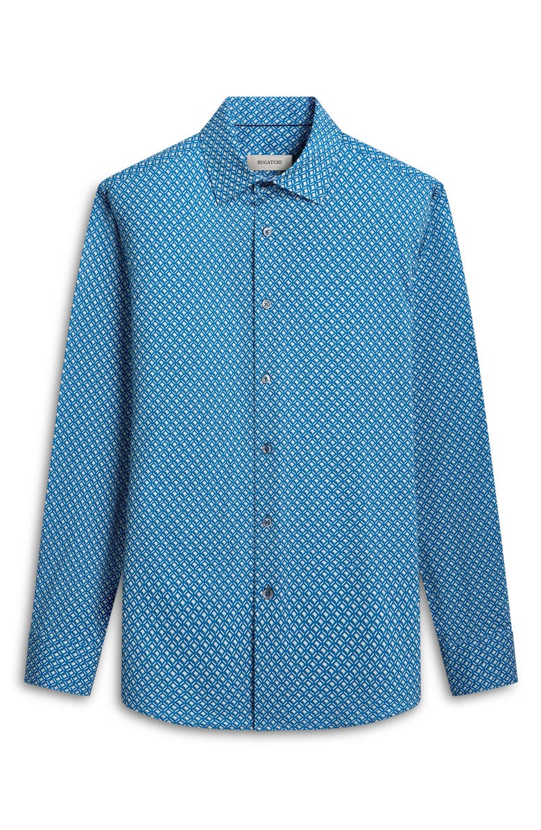 Bugatchi James OoohCotton<sup>®</sup> Diamond Check Button-Up Shirt, Alternate, color, Teal