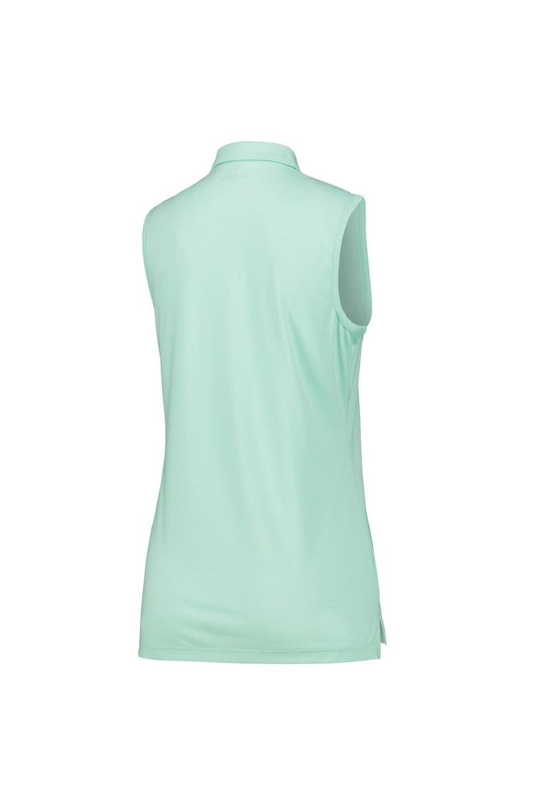 Women's Aqua Churchill Downs Butter Stripe Tri-Blend Sleeveless Polo, Alternate, color, Aqua