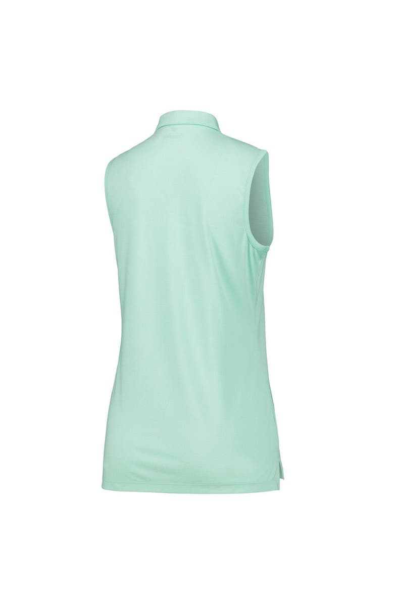 Full Turn Women's Aqua Churchill Downs Butter Stripe Tri-Blend Sleeveless Polo, Alternate, color, Aqua