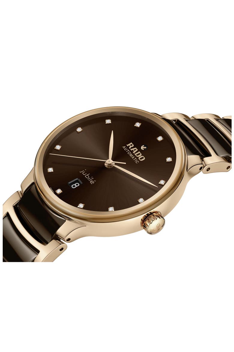 Centrix Diamond Ceramic Bracelet Watch, 30.5m, Alternate, color, BROWN