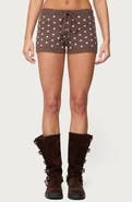 EDIKTED Kenny Polka Dot Knit Drawstring Shorts