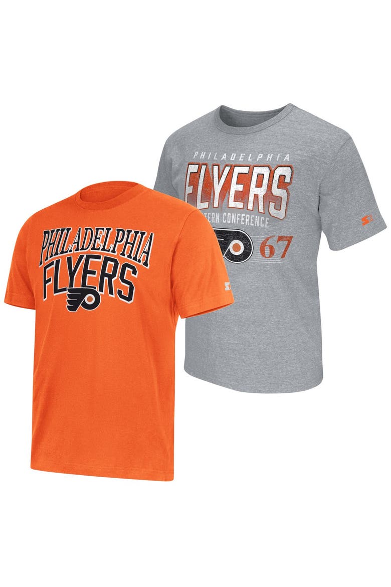 Men's Starter  Orange/Heather Gray Philadelphia Flyers Two-Pack T-Shirt Set, Main, color, Orange