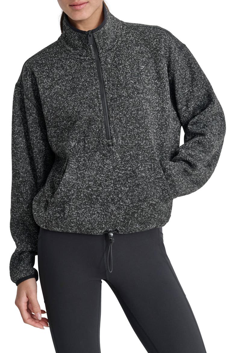 Half Zip Fleece Sweatshirt, Alternate, color, HEATHERED BLACK