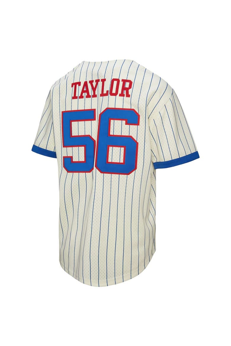 Men's Mitchell & Ness Lawrence Taylor Cream New York Giants Name & Number Mesh Button-Up Baseball Jersey, Alternate, color, Cream