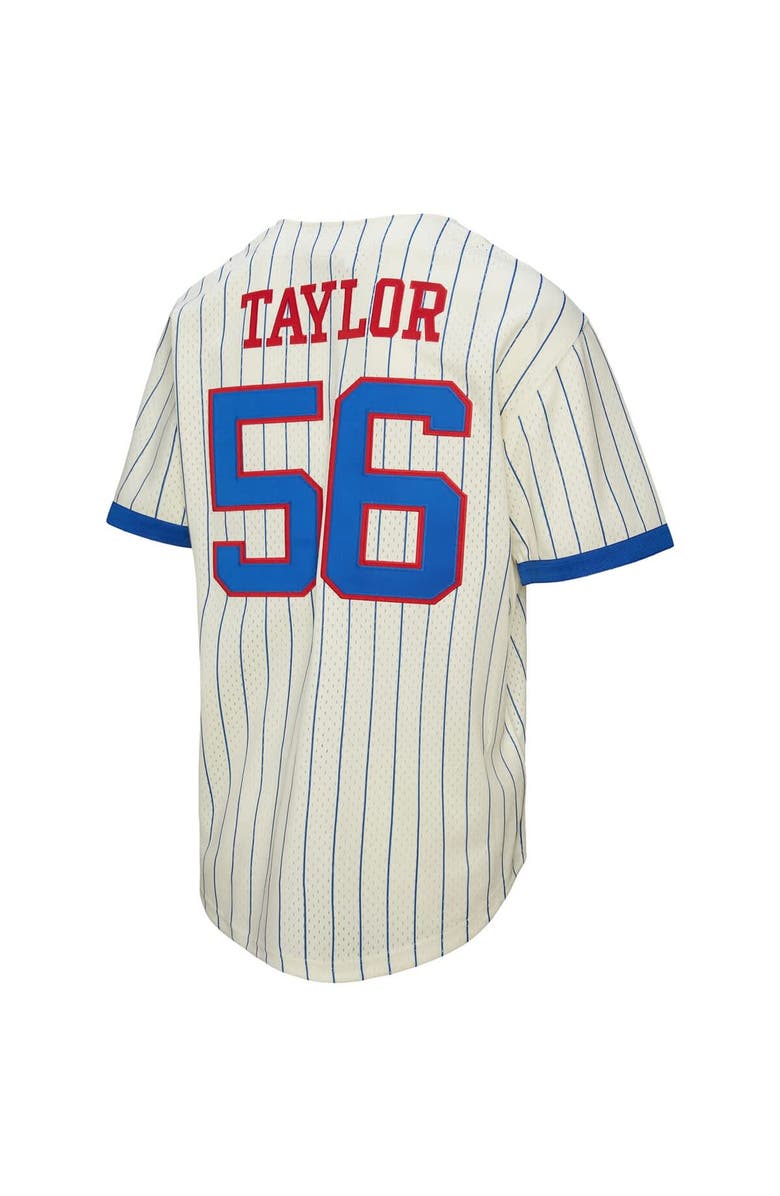 Mitchell & Ness Men's Mitchell & Ness Lawrence Taylor Cream New York Giants Name & Number Mesh Button-Up Baseball Jersey, Alternate, color, Cream