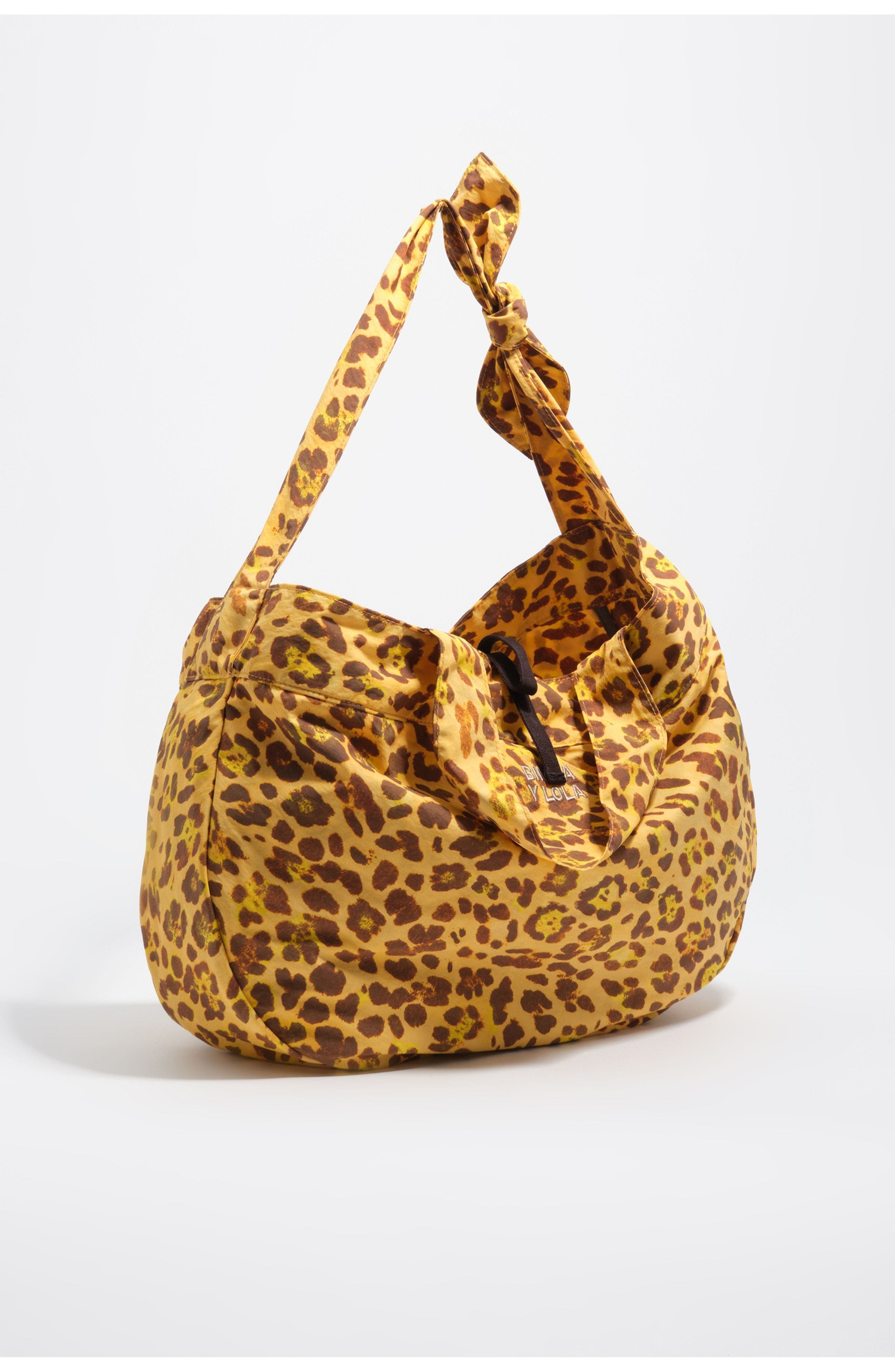 Bimba y Lola Nylon Maxi Shoulder Bag, Main, color, Leopard Yellow