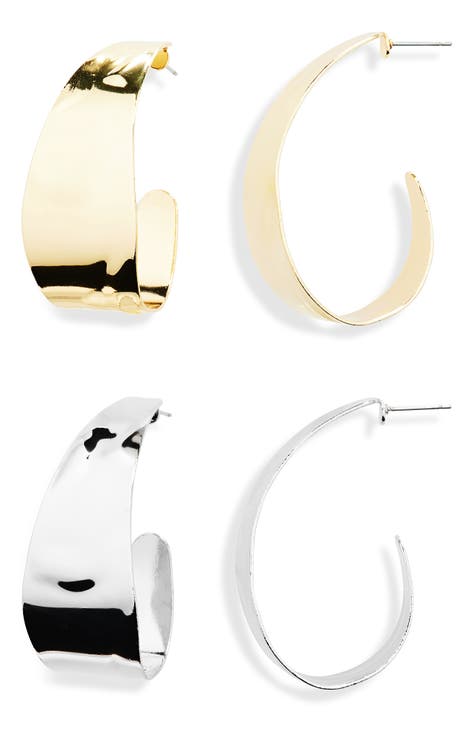 2-Pack Assorted 'C' Hoop Earrings