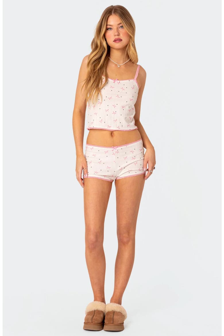 Shelly Print Pointelle Crop Camisole, Alternate, color, WHITE