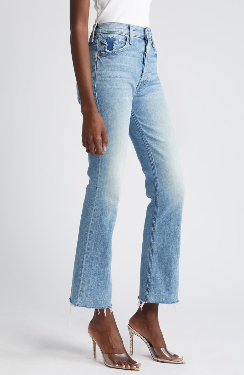 MOTHER The Tripper High Waist Flood Frayed Flare Jeans, Alternate, color, Left In The Dust