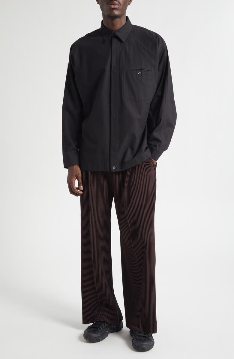 Homme Plissé Issey Miyake Streamlined Cotton Button-Up Shirt, Alternate, color, Black