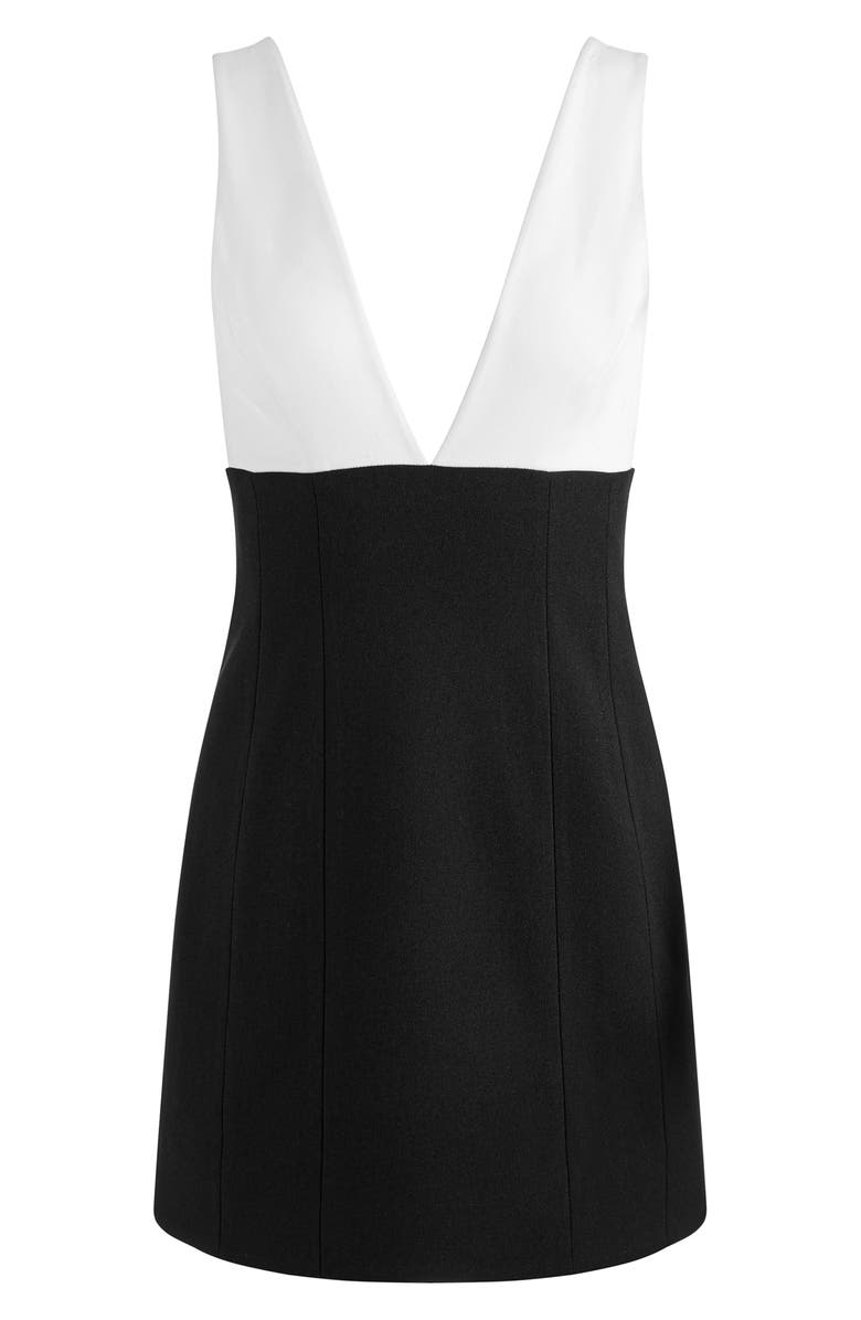 Alice + Olivia Mandy Plunge Neck Minidress, Alternate, color, Black/ Off White