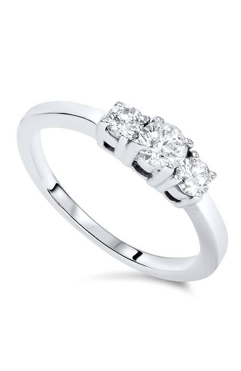 Bliss Diamond 1/4 Ct Three Stone Lab Grown Diamond Engagement Ring 10k Gold, Alternate, color, 10K White Gold