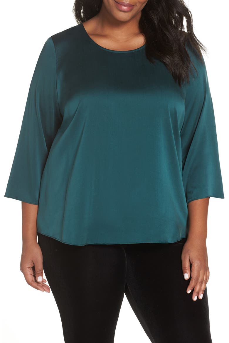 Stretch Silk Top, Main, color, PINE