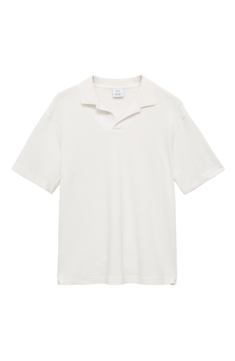 MANGO Relaxed Fit Textured Cotton Polo, Alternate, color, Ecru