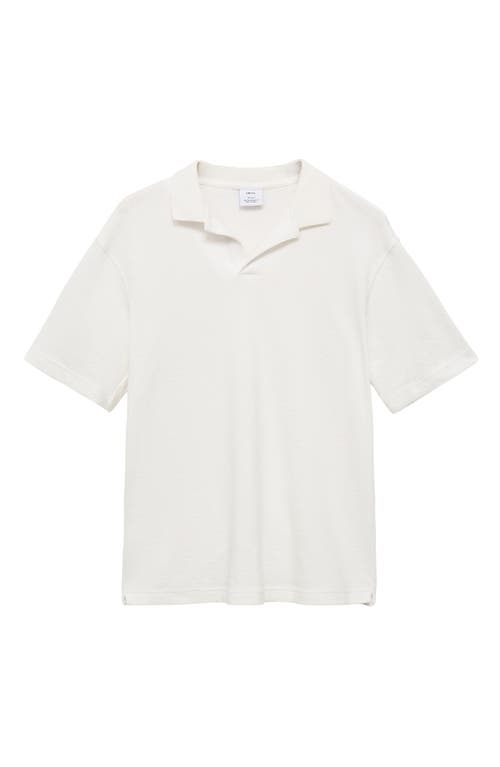 Mango Relaxed Fit Textured Cotton Polo In White
